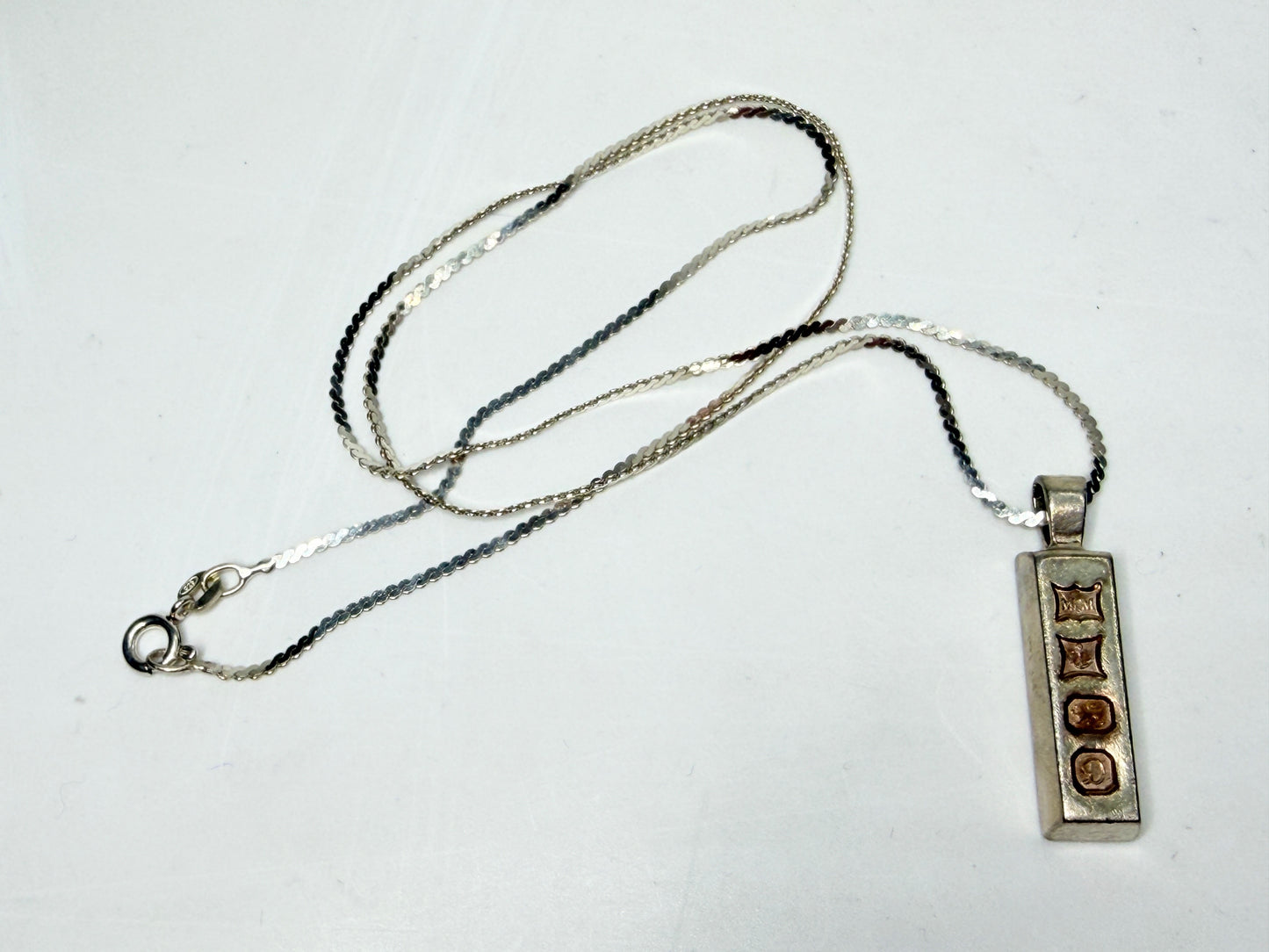 Birmingham 1978 Ronex Sterling Silver Ingot Pendant Chain JR1265