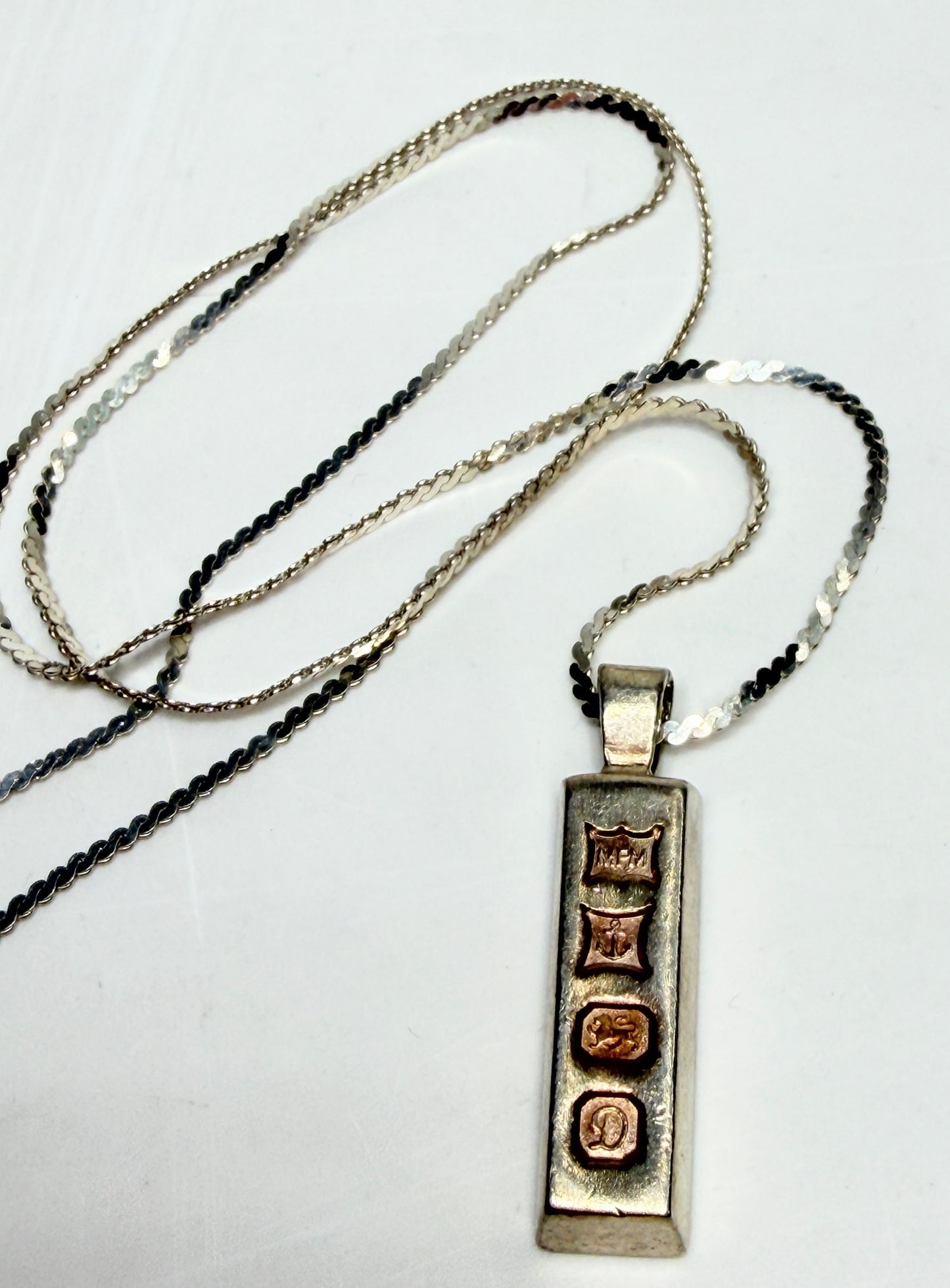 Birmingham 1978 Ronex Sterling Silver Ingot Pendant Chain JR1265