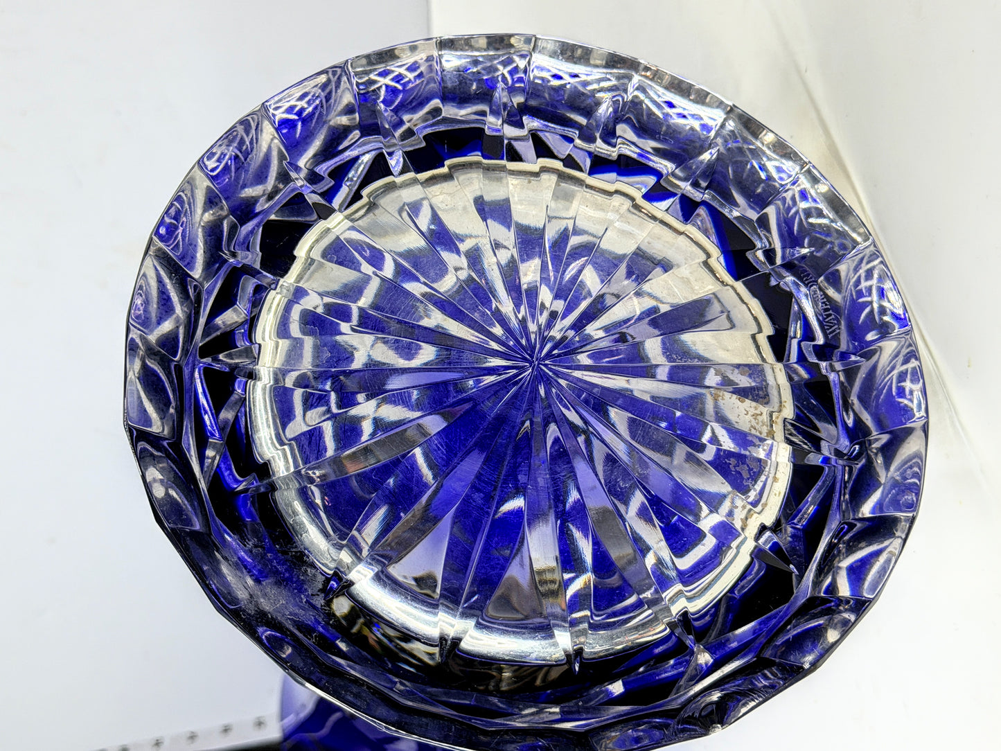Vintage Waterford signed cobalt blue cased cut crystal water pitcher jug A1159