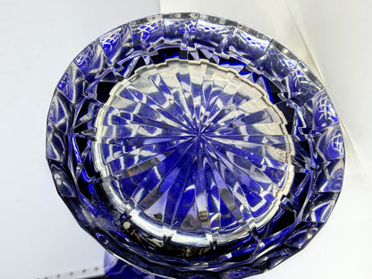 Vintage Waterford signed cobalt blue cased cut crystal water pitcher jug A1159