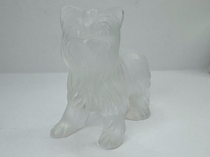 Vintage Lalique France Frosted Crystal Yorkshire Terrier Dog Figurine A1185