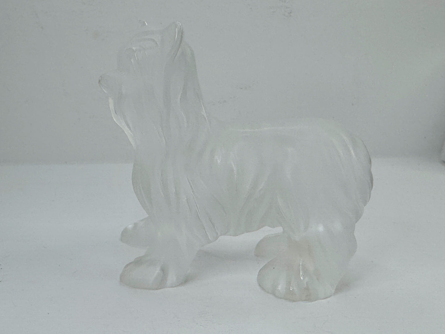 Vintage Lalique France Frosted Crystal Yorkshire Terrier Dog Figurine A1185