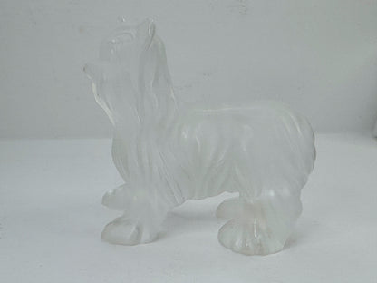Vintage Lalique France Frosted Crystal Yorkshire Terrier Dog Figurine A1185