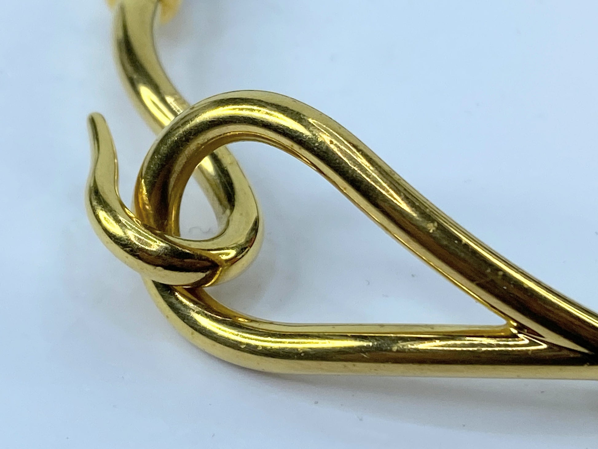 Authentic Hermès Yellow Gold Plated Jumbo Hook Brown Leather Bracelet 7" GS485
