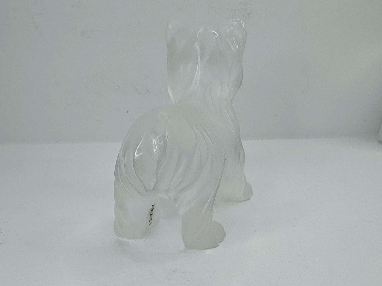 Vintage Lalique France Frosted Crystal Yorkshire Terrier Dog Figurine A1185