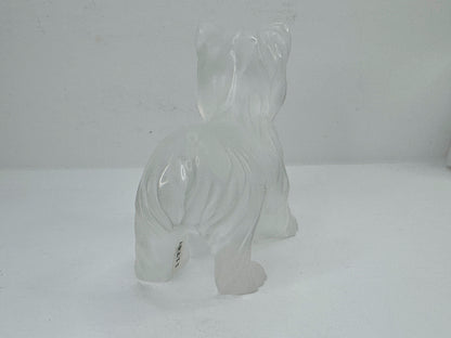 Vintage Lalique France Frosted Crystal Yorkshire Terrier Dog Figurine A1185