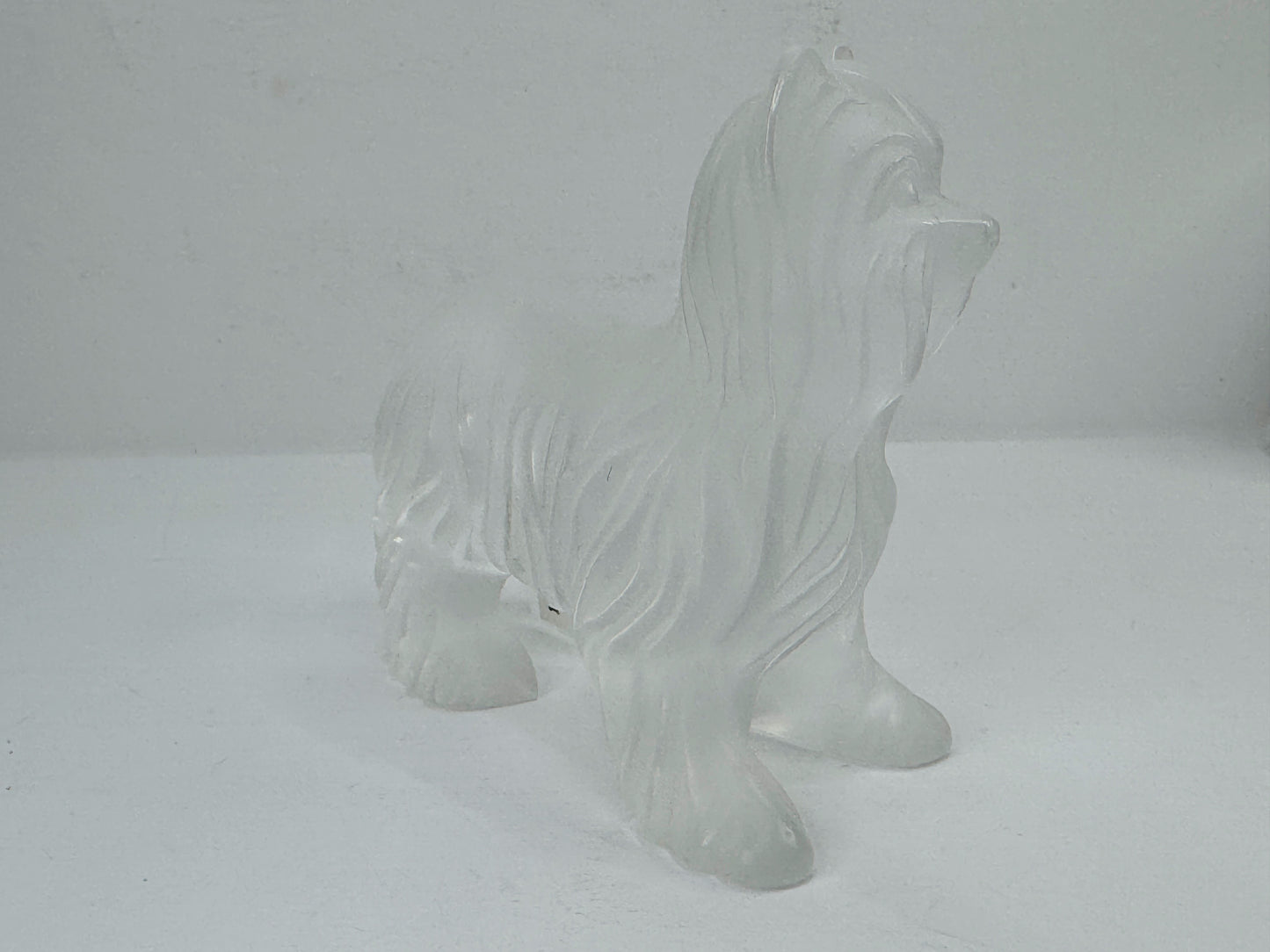 Vintage Lalique France Frosted Crystal Yorkshire Terrier Dog Figurine A1185