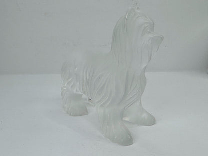 Vintage Lalique France Frosted Crystal Yorkshire Terrier Dog Figurine A1185