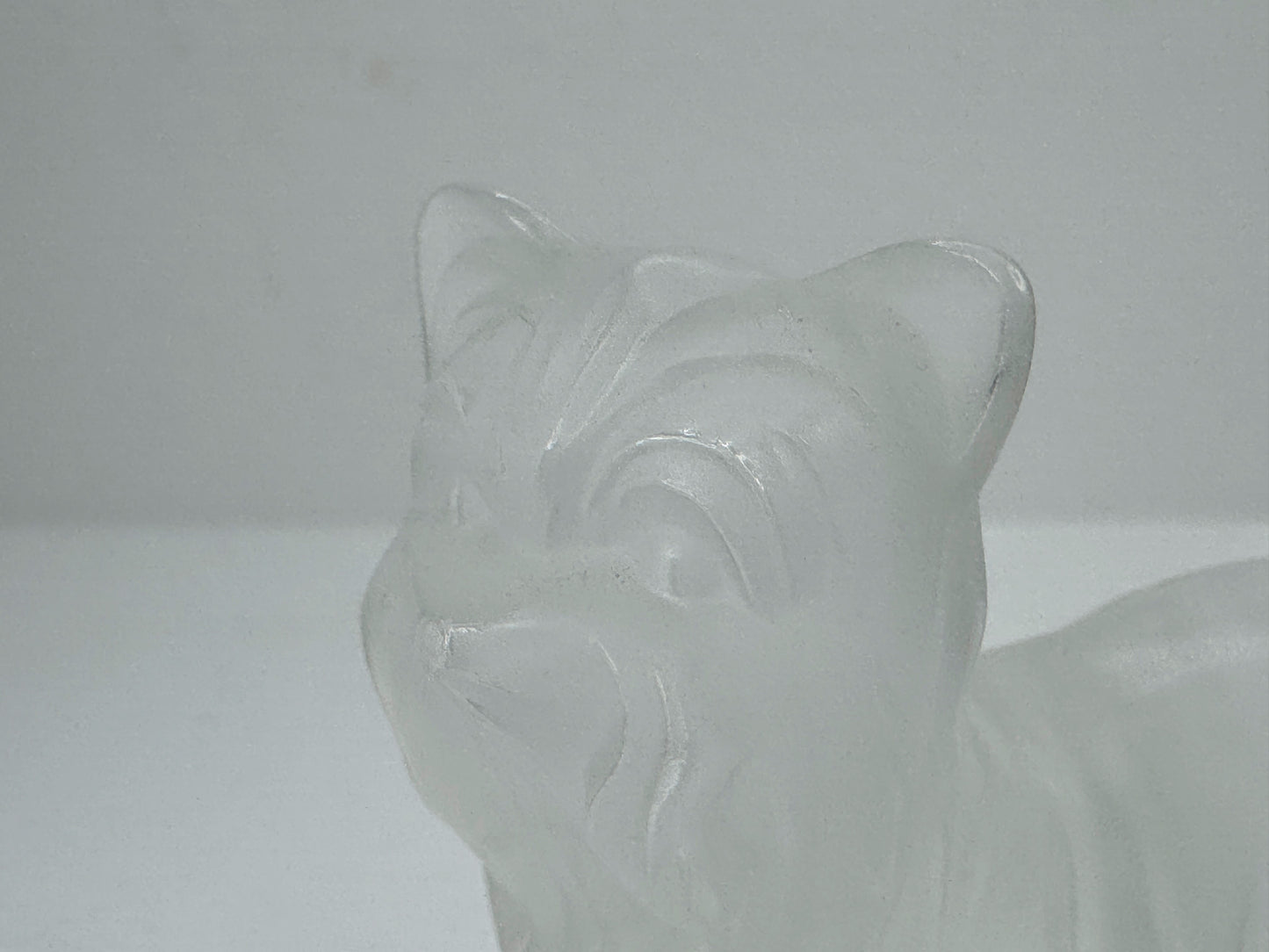 Vintage Lalique France Frosted Crystal Yorkshire Terrier Dog Figurine A1185