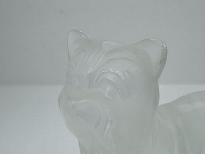 Vintage Lalique France Frosted Crystal Yorkshire Terrier Dog Figurine A1185