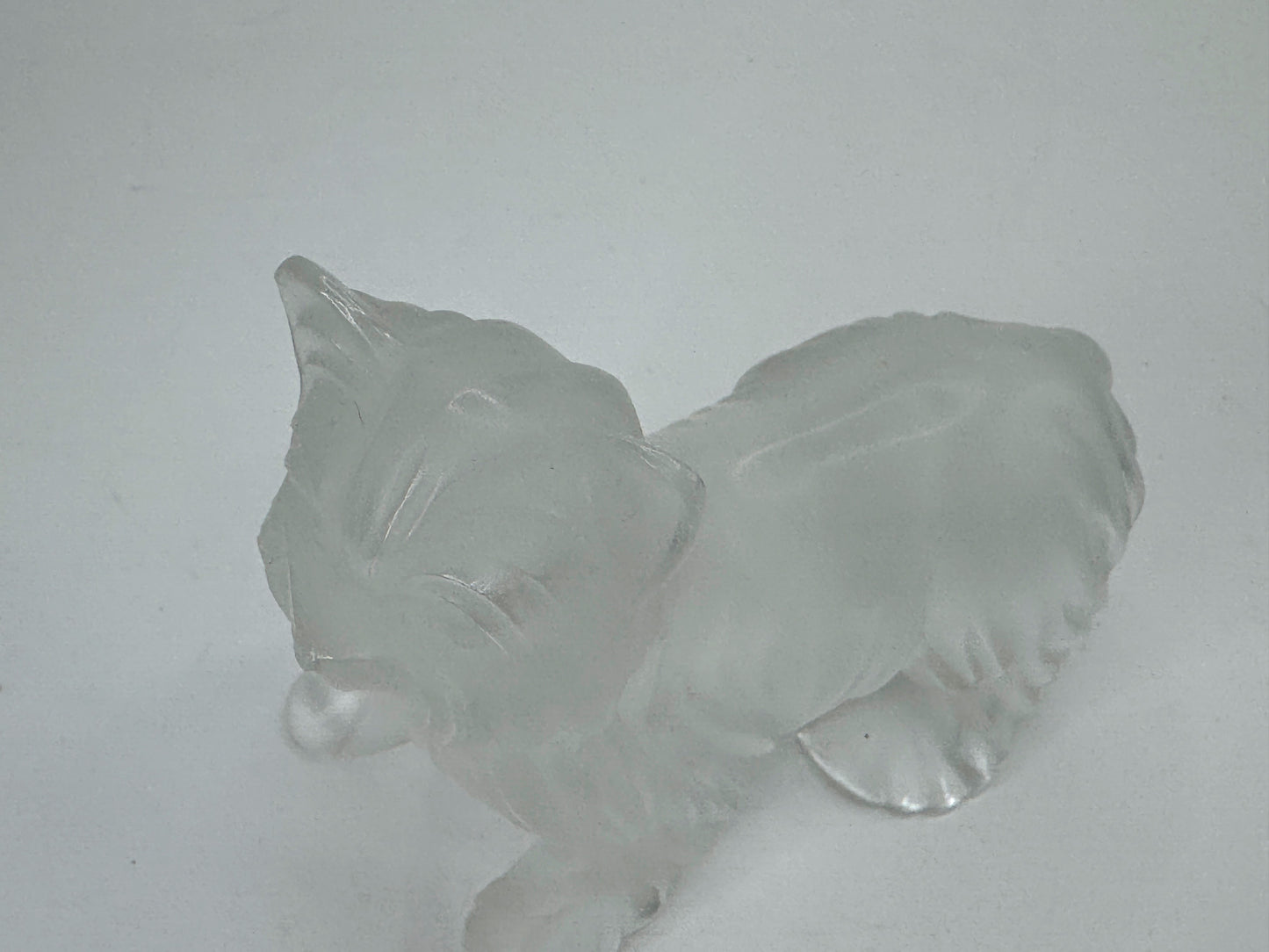 Vintage Lalique France Frosted Crystal Yorkshire Terrier Dog Figurine A1185