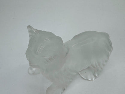 Vintage Lalique France Frosted Crystal Yorkshire Terrier Dog Figurine A1185