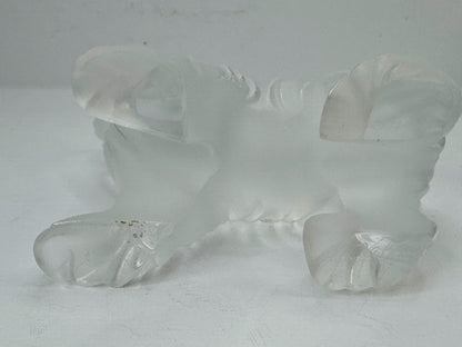 Vintage Lalique France Frosted Crystal Yorkshire Terrier Dog Figurine A1185