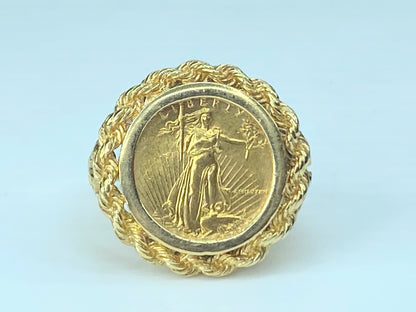 1/10 oz American Eagle Lady Liberty Rope Coin Frame Ring 10.7f s9.25 JR9514