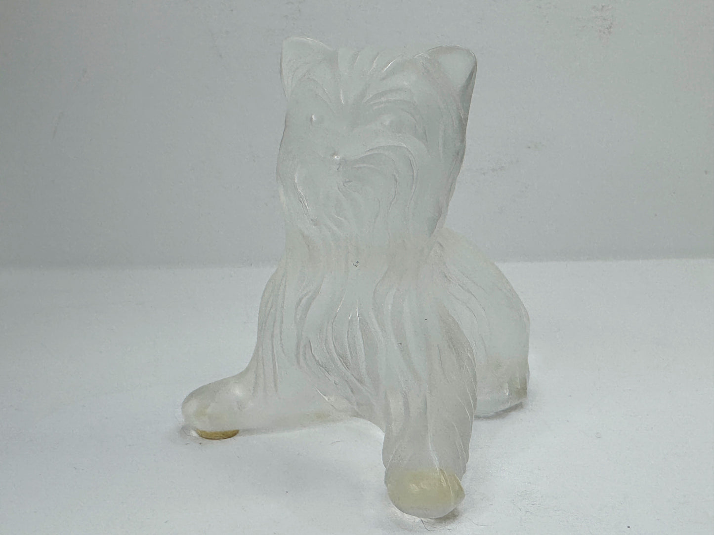 Vintage Lalique France Super Boy Sitting Yorkshire Terrier Crystal Dog A1186