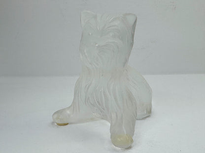 Vintage Lalique France Super Boy Sitting Yorkshire Terrier Crystal Dog A1186