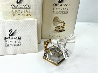 Vintage Swarovski Crystal Memories Gramophone Retired with Original Box Set S297