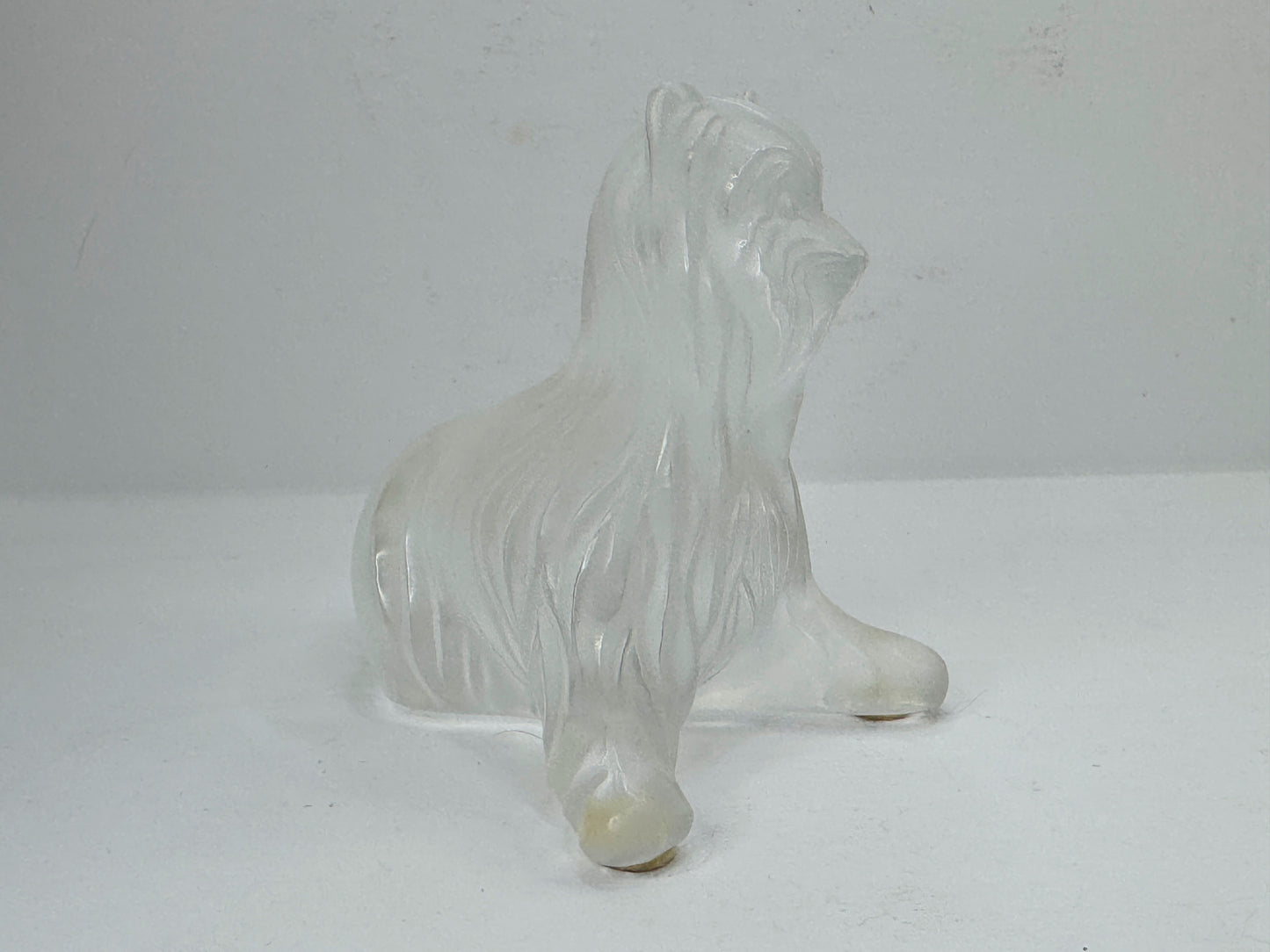 Vintage Lalique France Super Boy Sitting Yorkshire Terrier Crystal Dog A1186