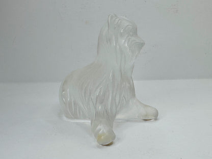 Vintage Lalique France Super Boy Sitting Yorkshire Terrier Crystal Dog A1186