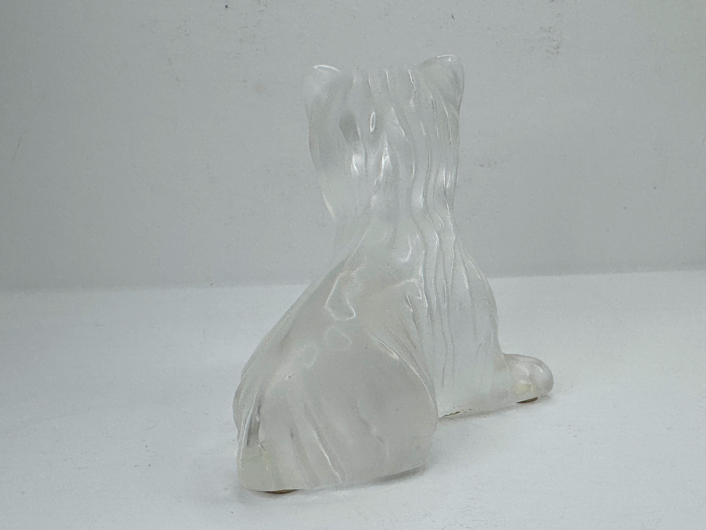 Vintage Lalique France Super Boy Sitting Yorkshire Terrier Crystal Dog A1186