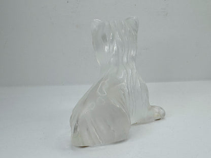 Vintage Lalique France Super Boy Sitting Yorkshire Terrier Crystal Dog A1186
