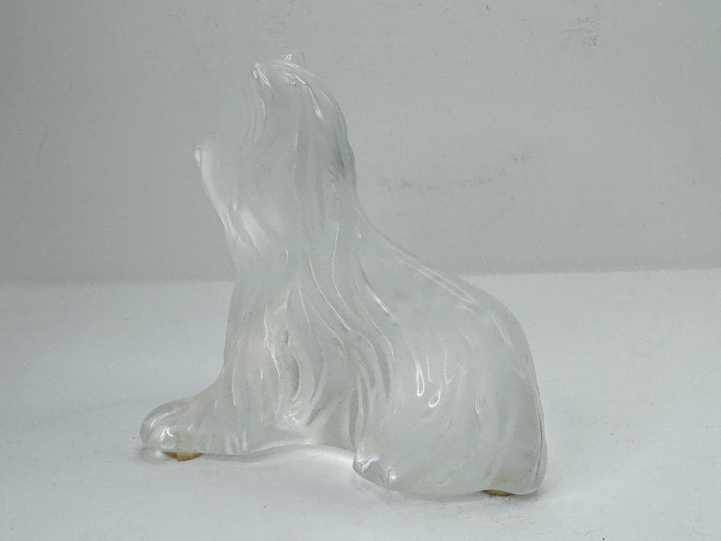 Vintage Lalique France Super Boy Sitting Yorkshire Terrier Crystal Dog A1186