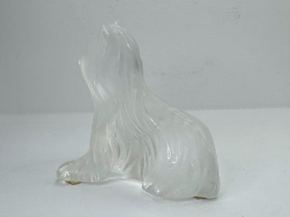 Vintage Lalique France Super Boy Sitting Yorkshire Terrier Crystal Dog A1186