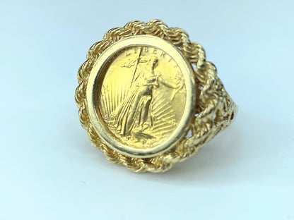 1/10 oz American Eagle Lady Liberty Rope Coin Frame Ring 10.7f s9.25 JR9514