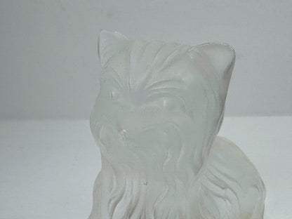 Vintage Lalique France Super Boy Sitting Yorkshire Terrier Crystal Dog A1186
