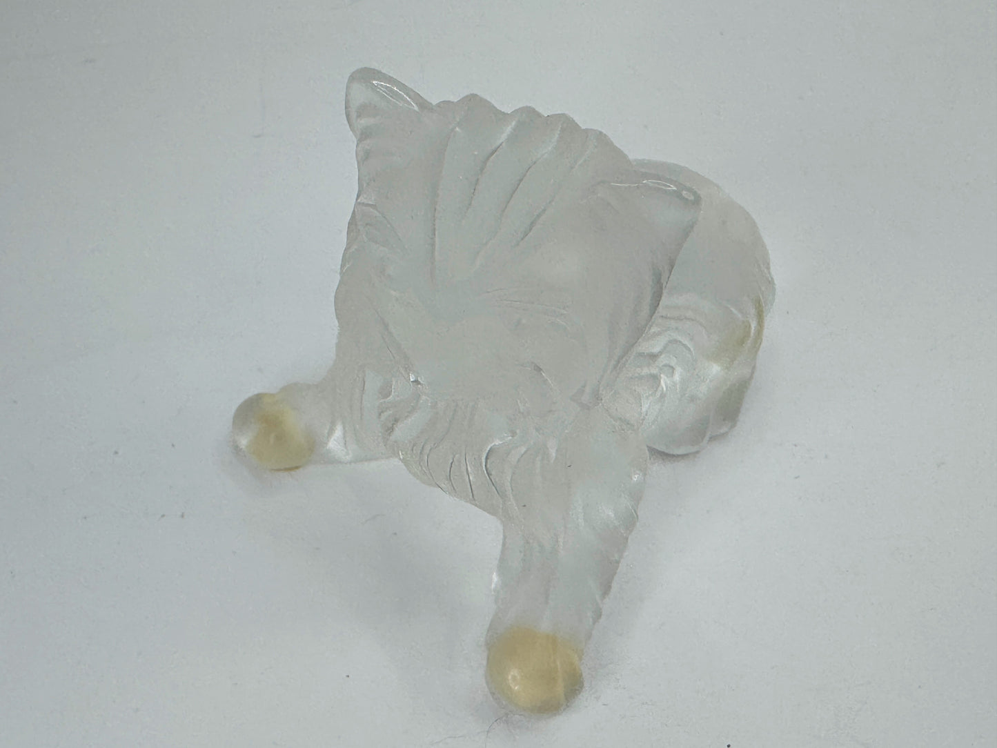Vintage Lalique France Super Boy Sitting Yorkshire Terrier Crystal Dog A1186