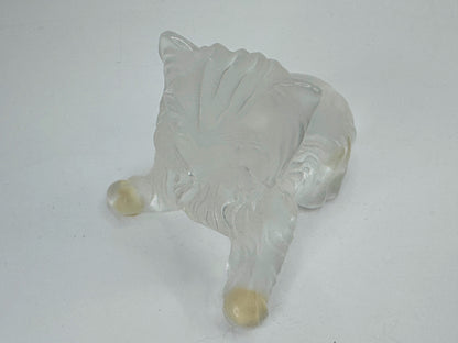 Vintage Lalique France Super Boy Sitting Yorkshire Terrier Crystal Dog A1186