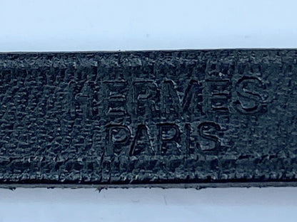 Hermès Black Leather Hapi Single Tour Bracelet Palladium Buckle GS486
