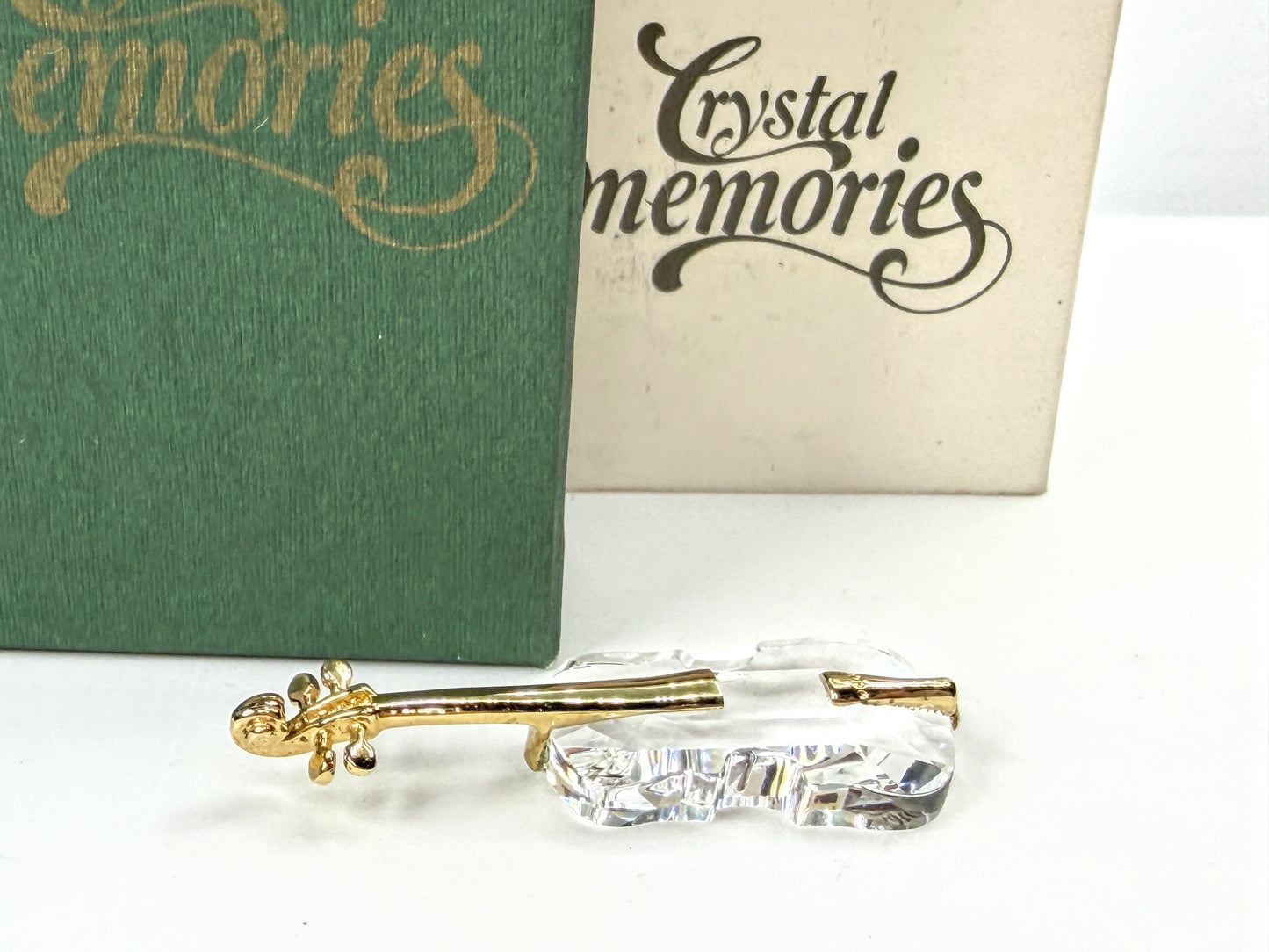 Vintage Swarovski Crystal Memories Retired Gold Violin Figurine With Box S298