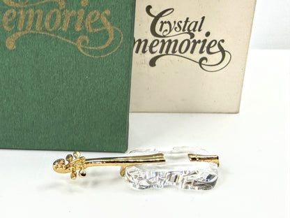 Vintage Swarovski Crystal Memories Retired Gold Violin Figurine With Box S298