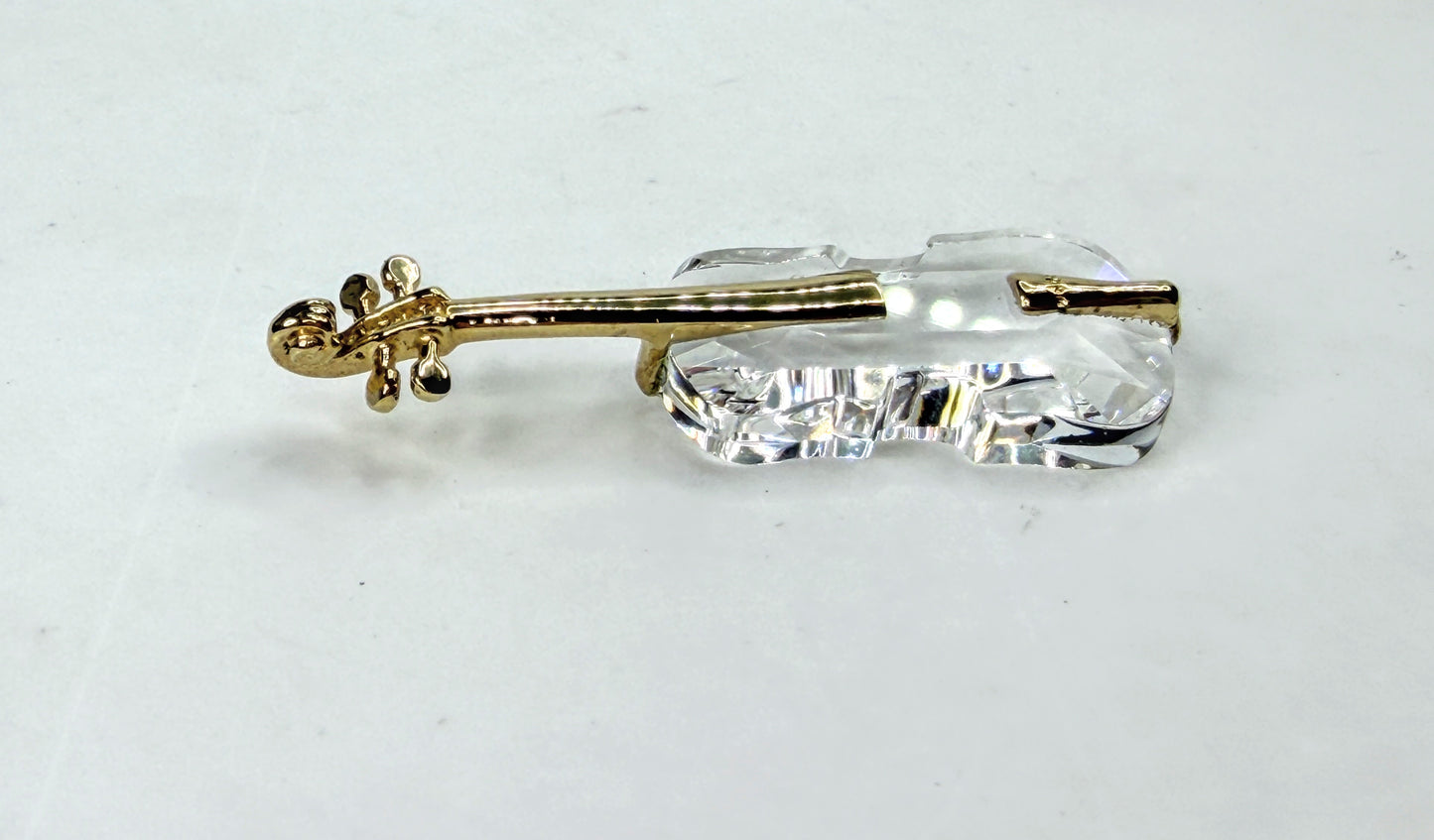 Vintage Swarovski Crystal Memories Retired Gold Violin Figurine With Box S298