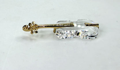 Vintage Swarovski Crystal Memories Retired Gold Violin Figurine With Box S298