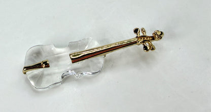 Vintage Swarovski Crystal Memories Retired Gold Violin Figurine With Box S298