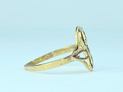 Letter "S" US Seller 10K Yellow Gold Initial Diamond Cut Ring 1.5g s7.75 JR9516