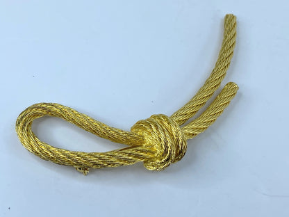 Christian Dior Signed Signature Gold Tone Bow Pin 4" GS488