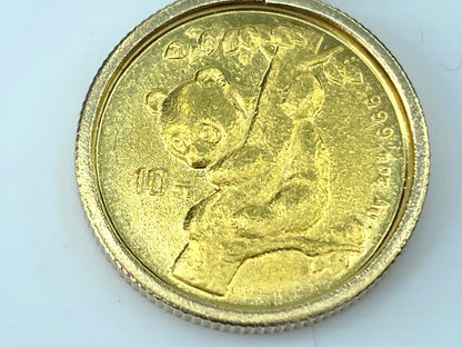 1997's 50 yuen 1/10oz Panda gold coin in 14K bezel 4.3g JR9518