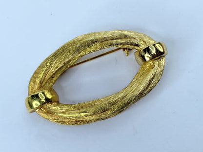 Christian Dior Signed Pin Brooch Gold Plated Rope Style excellent 1 3/4" GS489