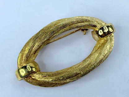 Christian Dior Signed Pin Brooch Gold Plated Rope Style excellent 1 3/4" GS489