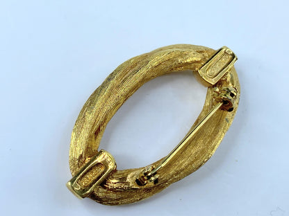 Christian Dior Signed Pin Brooch Gold Plated Rope Style excellent 1 3/4" GS489