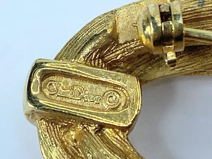 Christian Dior Signed Pin Brooch Gold Plated Rope Style excellent 1 3/4" GS489