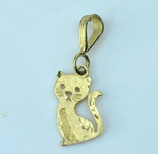 14K Kitty Cat Brush finish charm pendant JR9524