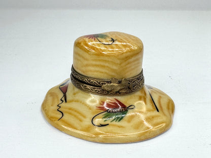 Vintage Limoges France Limited Edition Fishing Hat Trinket Box 3/500 A1193