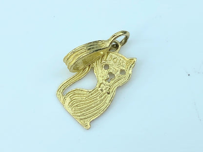 14K Kitty Cat Brush finish charm pendant JR9524