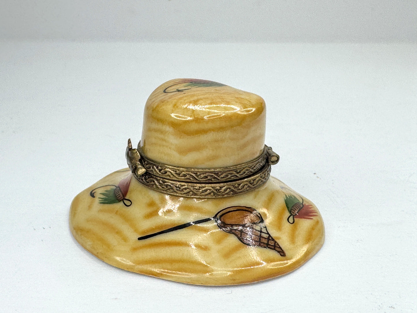 Vintage Limoges France Limited Edition Fishing Hat Trinket Box 3/500 A1193