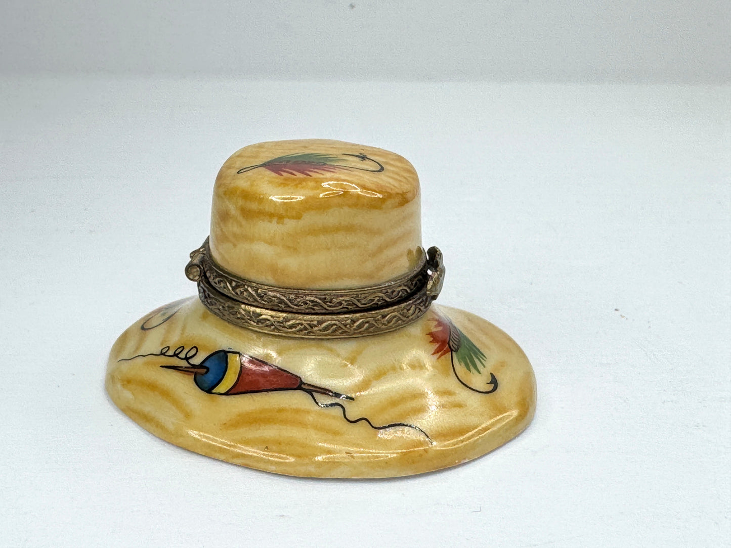 Vintage Limoges France Limited Edition Fishing Hat Trinket Box 3/500 A1193