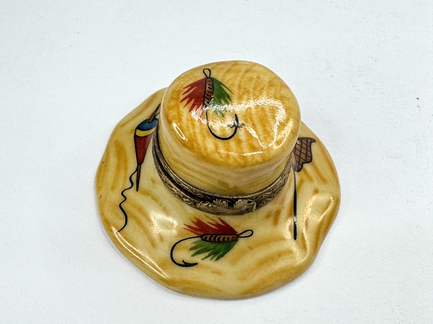 Vintage Limoges France Limited Edition Fishing Hat Trinket Box 3/500 A1193